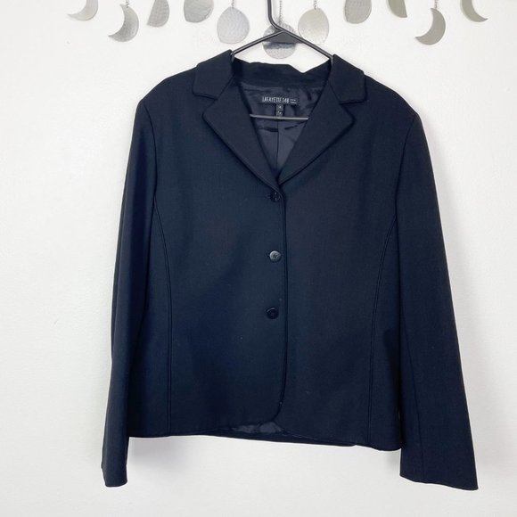 Lafayette 148 New York Jackets & Blazers - Lafayette 148 New York Woman's Sz 14 Black Wool Blend Career Blazer‎ 3 Button